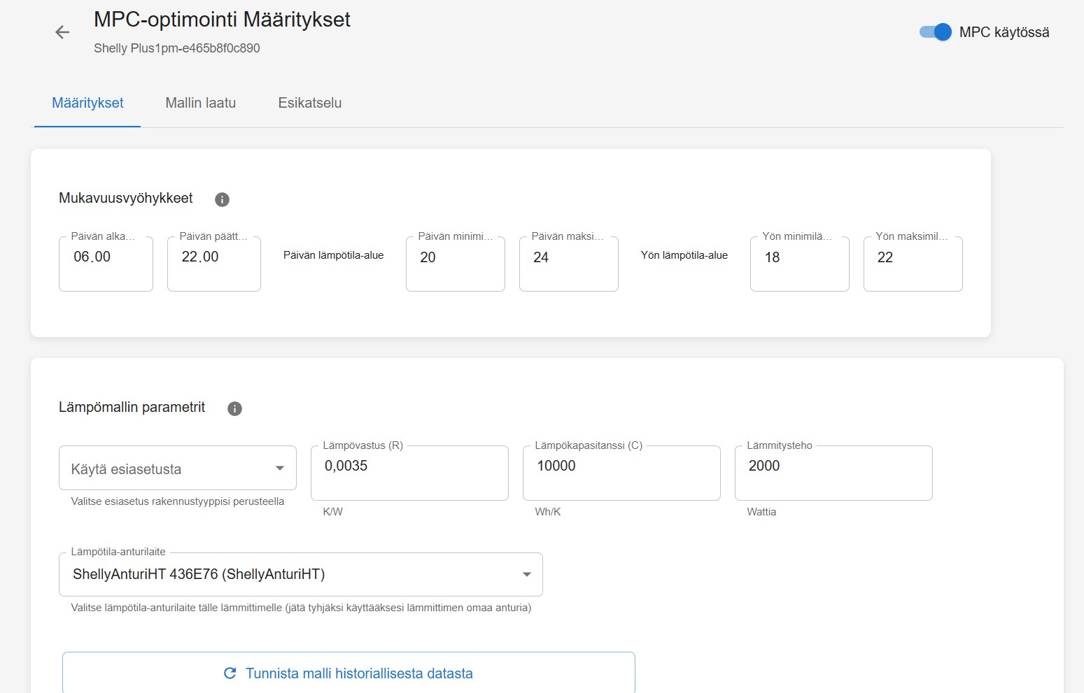 MPC-optimointi lämmitykselle